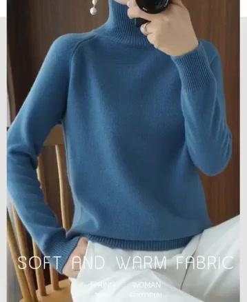 Women's Solid Turtleneck Knit Sweater(Buy 2 Free Shipping) 广告素材