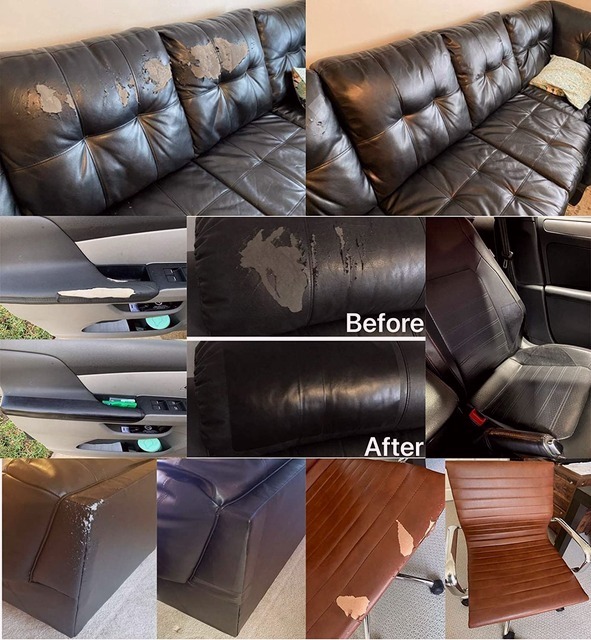 🔥 - Self-Adhesive Leather Refinisher Cuttable Furniture/Car Seat Repair 广告素材