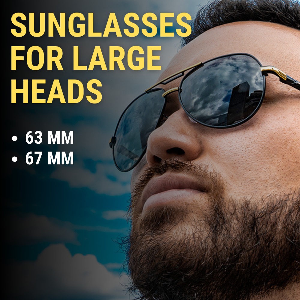 Polarized XL/XXL Aviator Sunglasses For Large Heads + Free Hard Case 广告素材