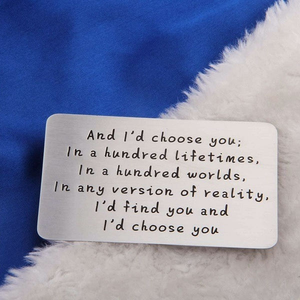 49% OFF⇝💓 "And I'd choose you" Engraved Metal Wallet Card 广告素材
