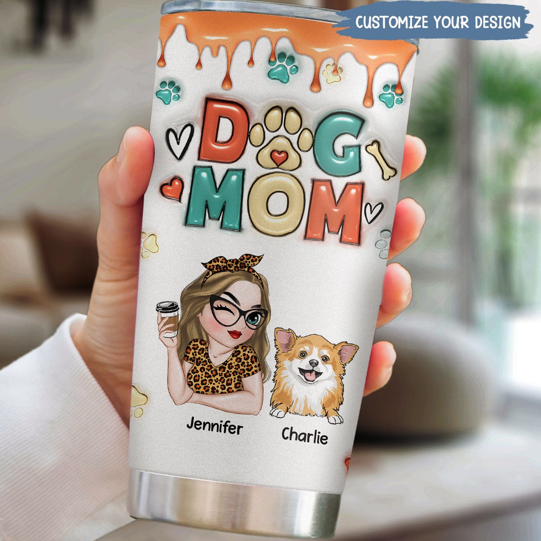 Mom Of Dogs - Personalized Custom 3D Inflated Effect Tumbler 广告素材