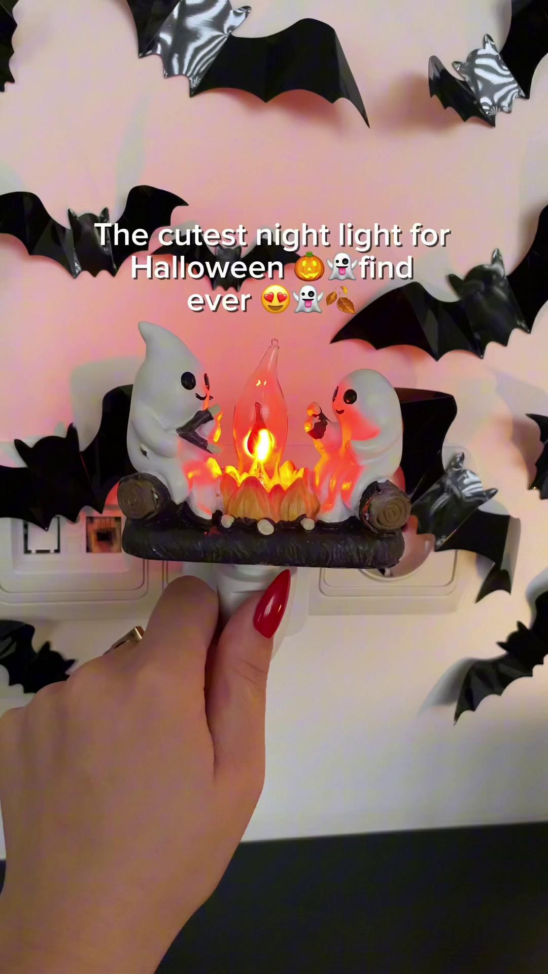 Chase away the chills with the Campfire Haunt Flicker Nightlight 广告素材