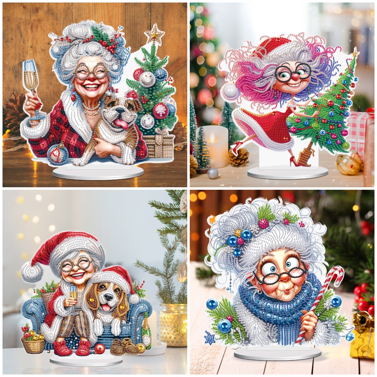 DIY Diamond Painting Decor Acrylic Desk Ornament - Christmas Grandma ad creative