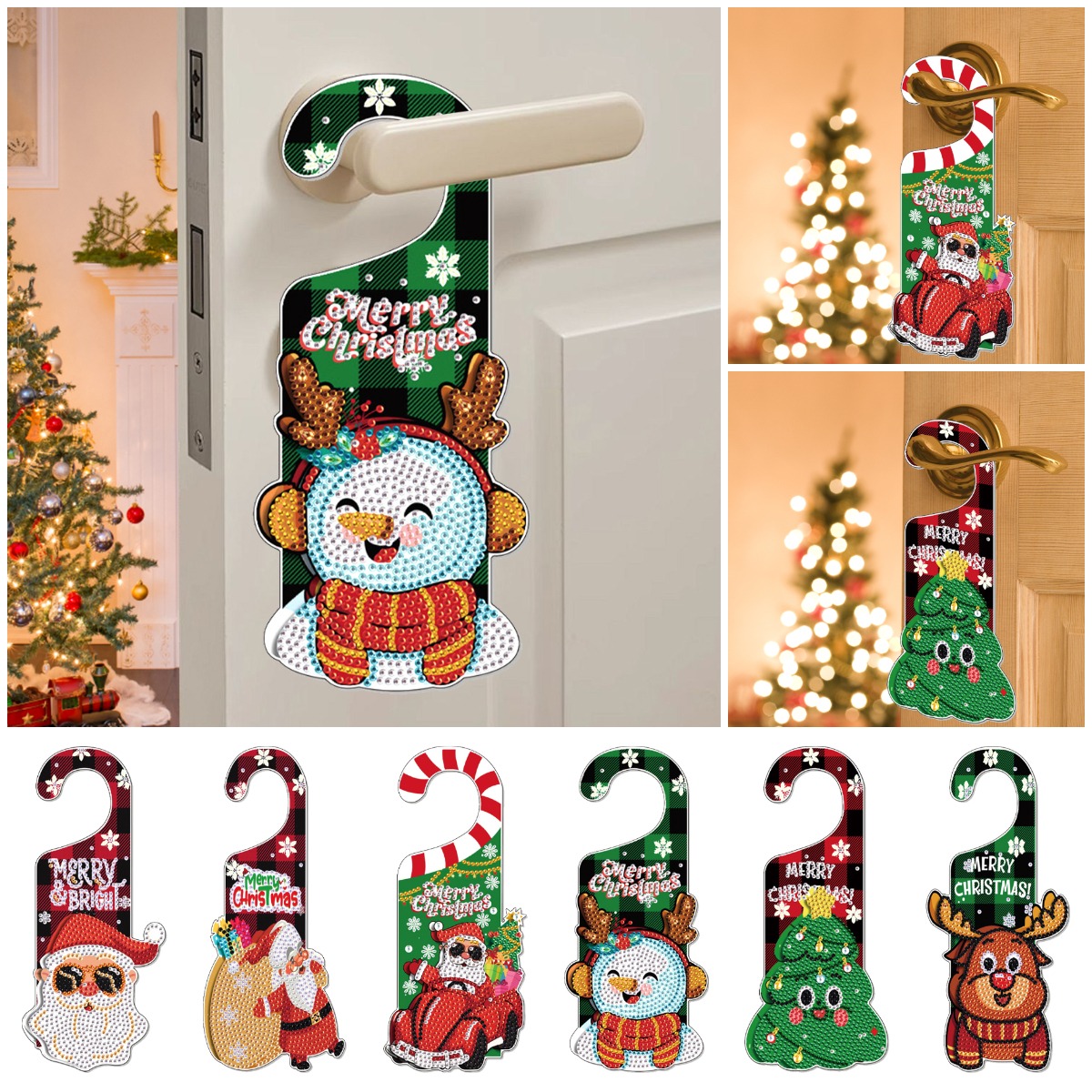 Diamond Painting Door Handle Hanging Sign Wooden Pendant - Christmas Tree ad creative