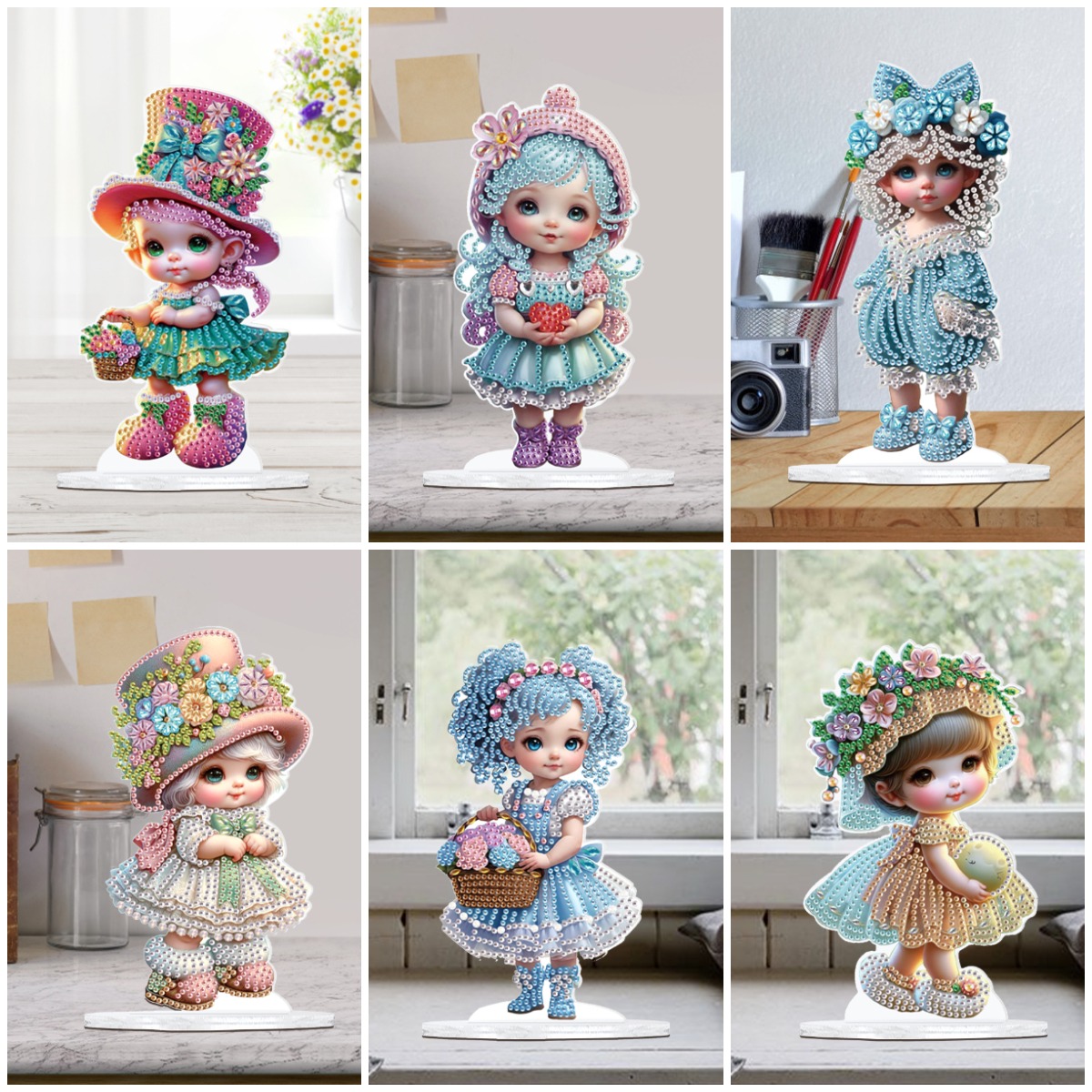 DIY Diamond Painting Decor Acrylic Desk Ornament - Cute Girl ad creative