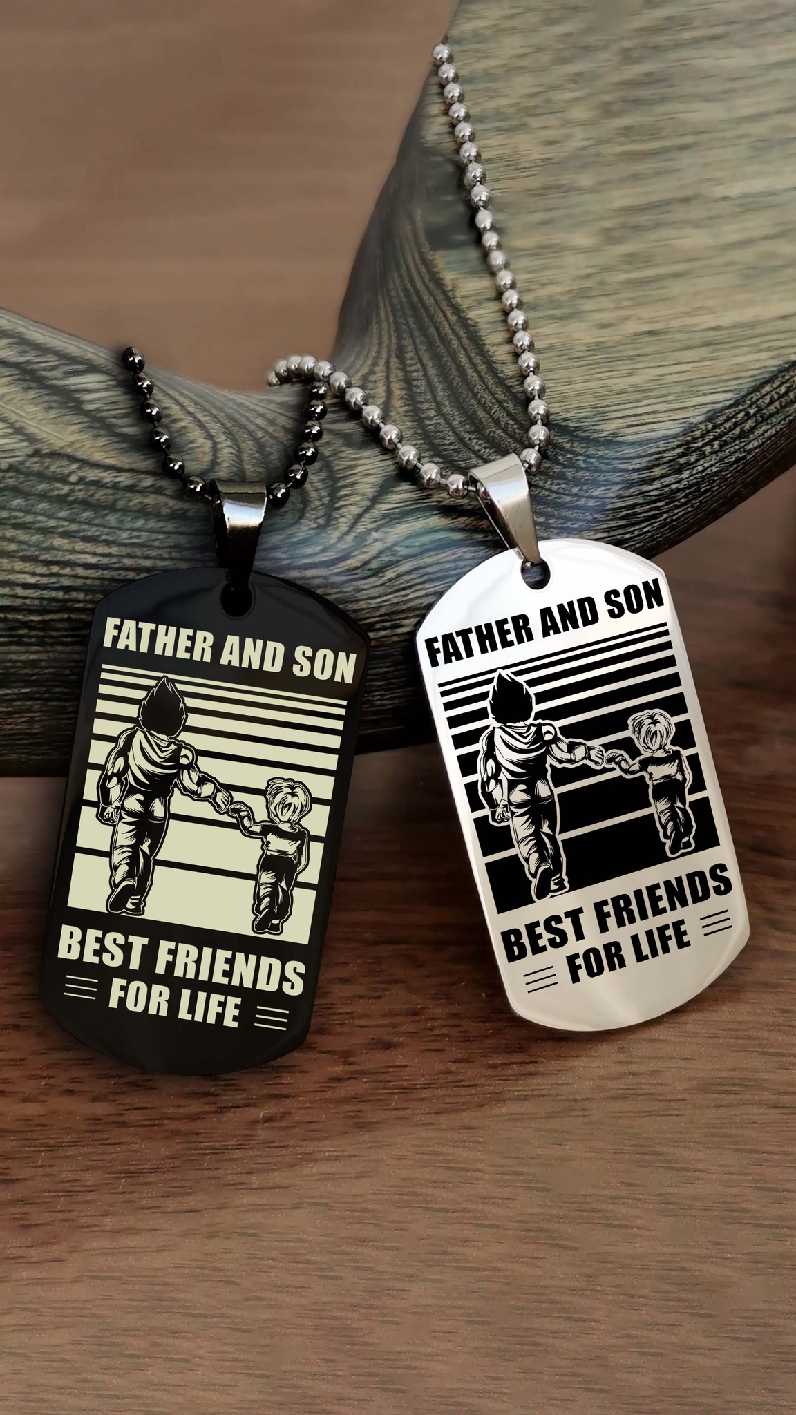 STO-Personalized Double Sided Dog Tag Father And Son Best Friends For Life - Message on the back side ad creative
