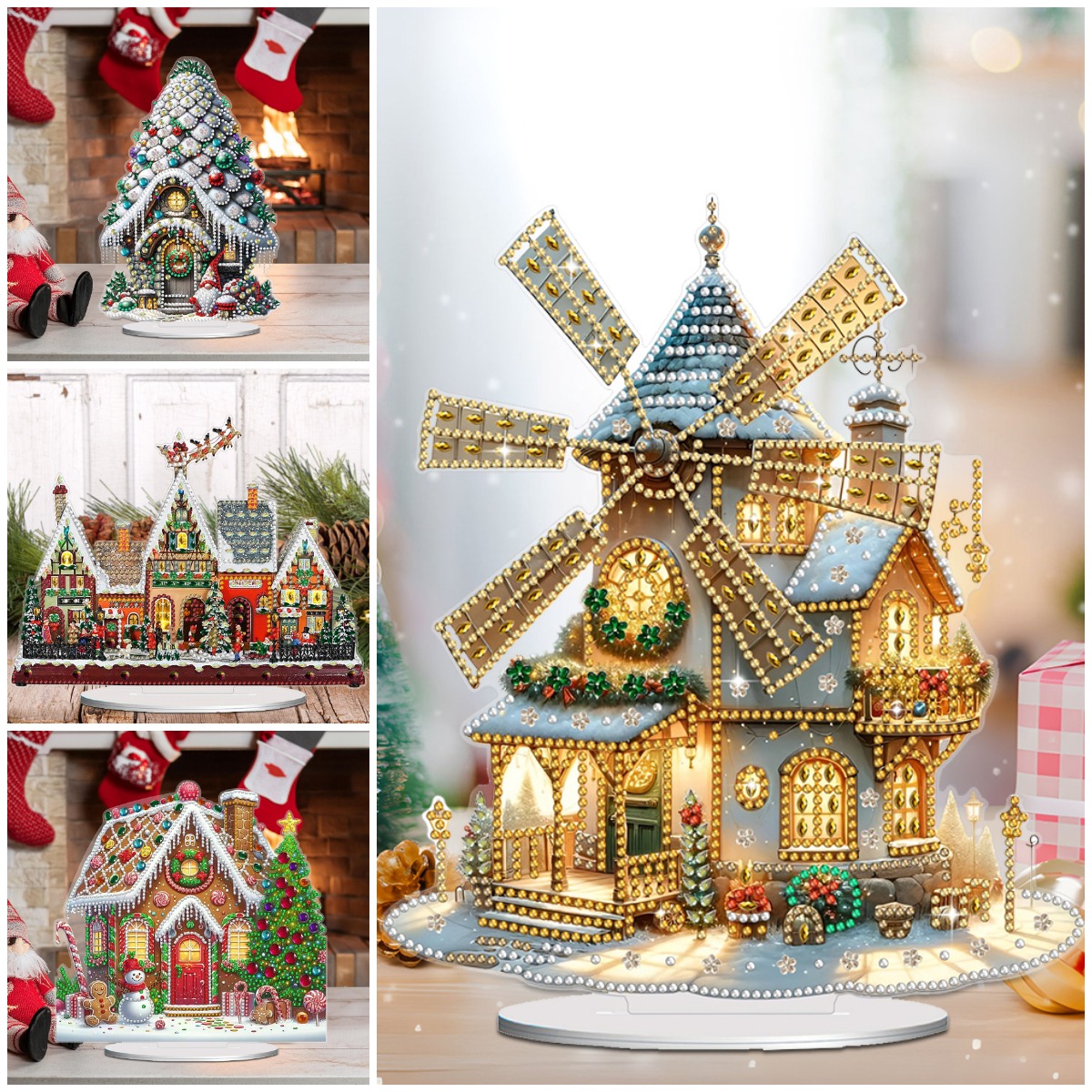 DIY Diamond Painting Decor Acrylic Desk Ornament - Winter Christmas House ad creative