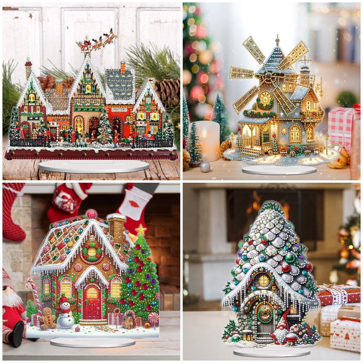 DIY Diamond Painting Decor Acrylic Desk Ornament - Winter Christmas House ad creative