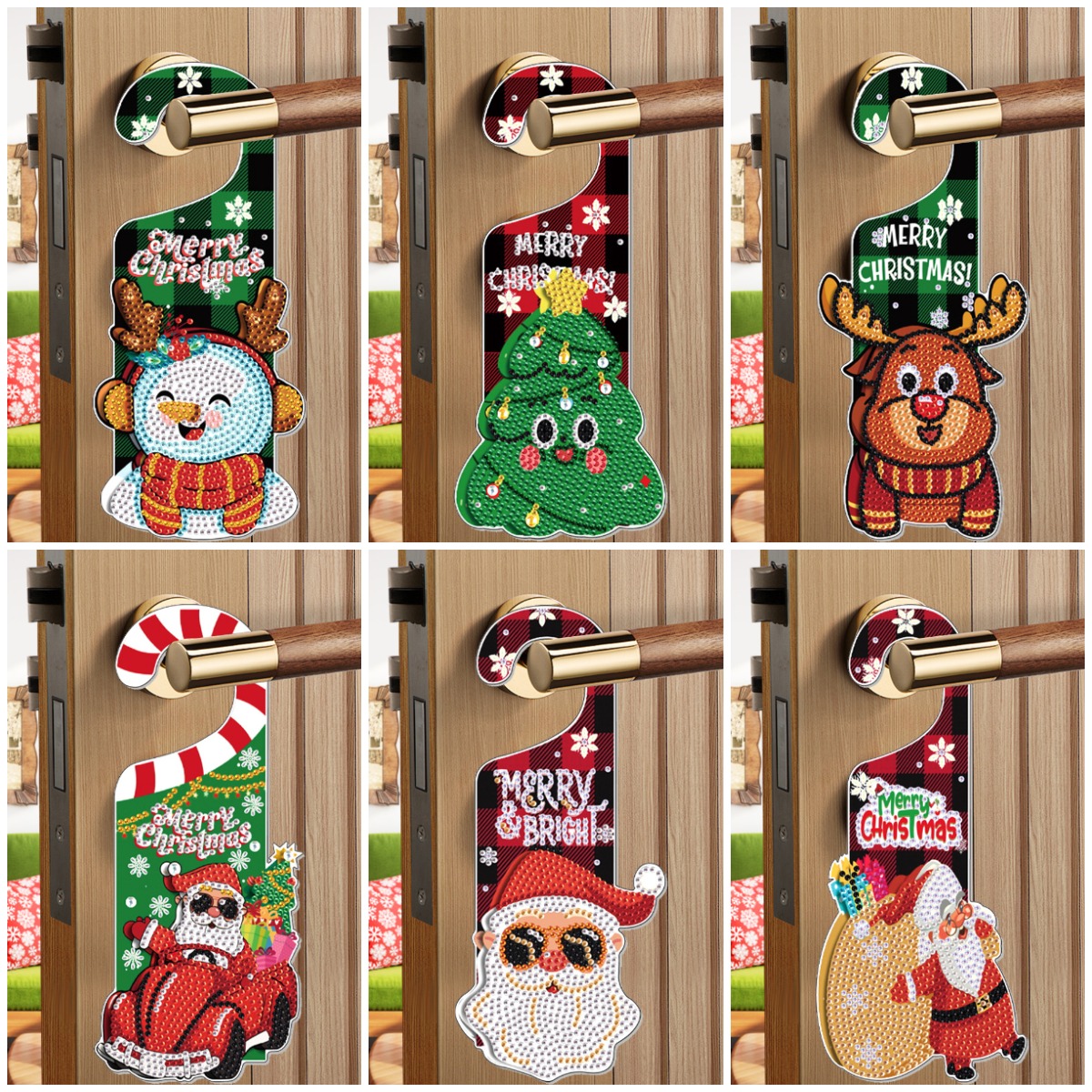 Diamond Painting Door Handle Hanging Sign Wooden Pendant - Christmas Tree ad creative