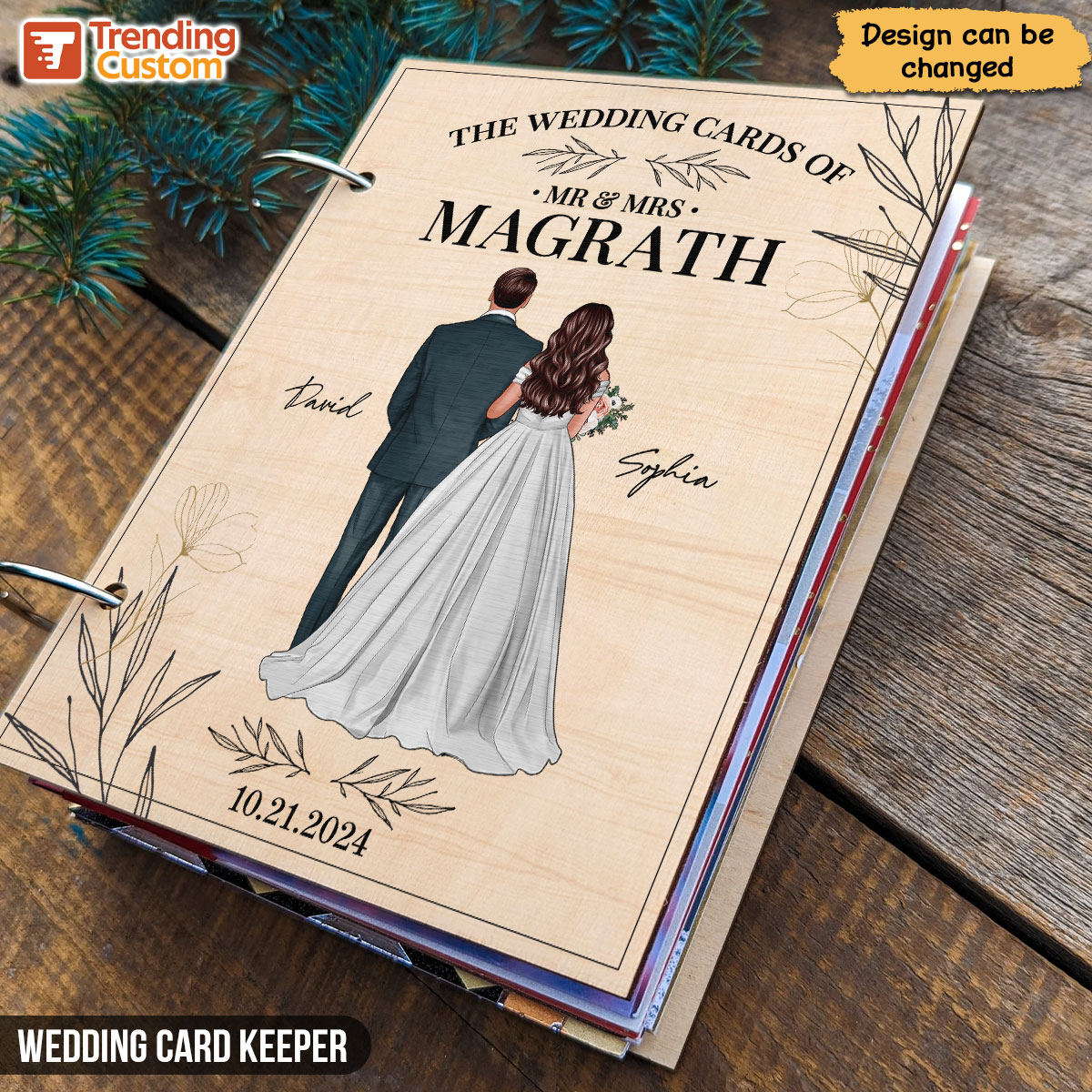 Floral Wedding Couple Personalized Card Keeper, Wedding Shower Card Holder ad creative