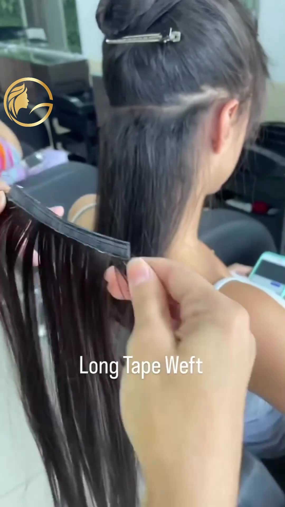 Long Tape 1 Jet Black Color 100% Human Hair Straight Hair Extensions (2 rows, 50gram/row) 100 gram ad creative