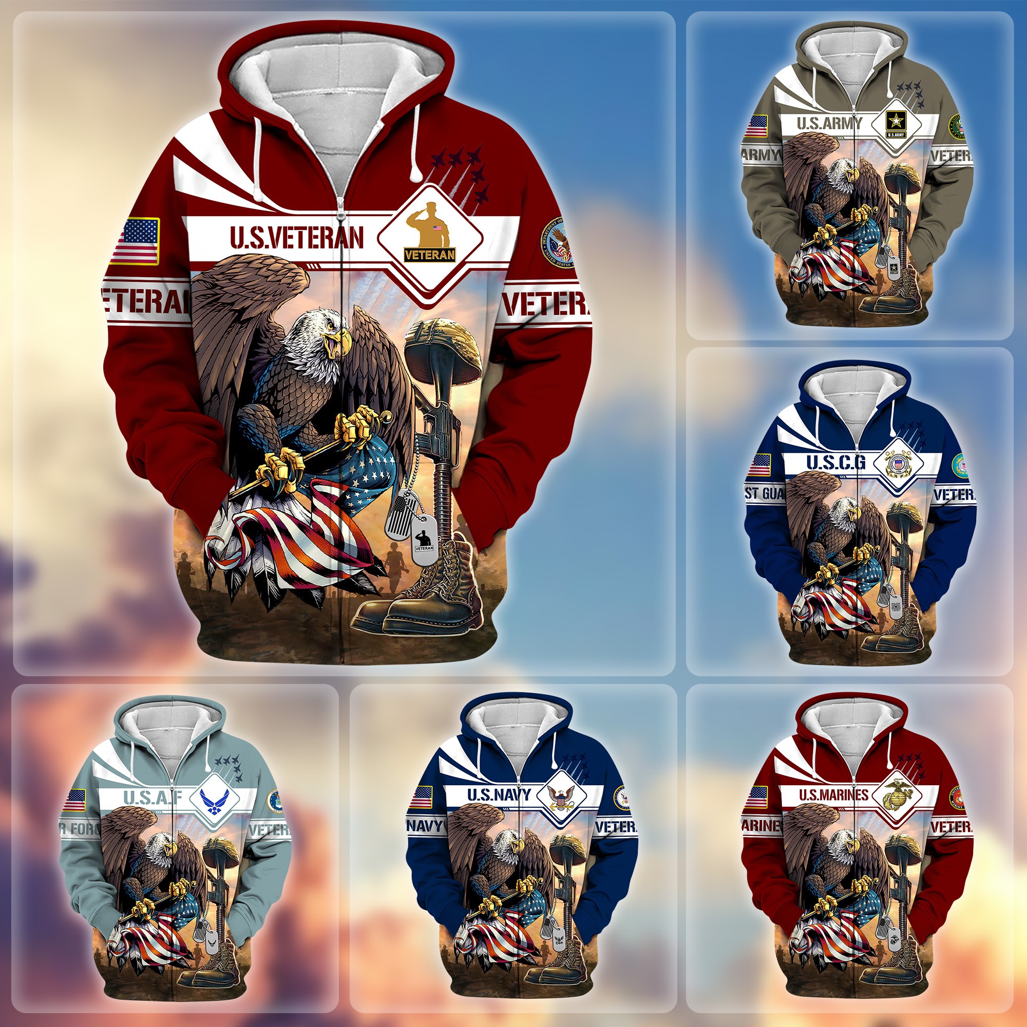 Premium Proudly Served US Veteran Zip Hoodie APVC021001 ad creative