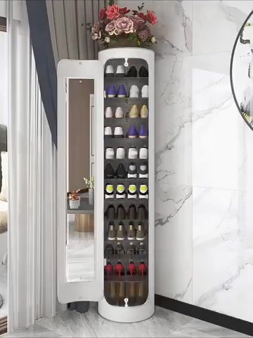 Large Capacity Multi Layer Rotating Disinfection Shoe Cabinet With Mirror Deodorizer 广告素材