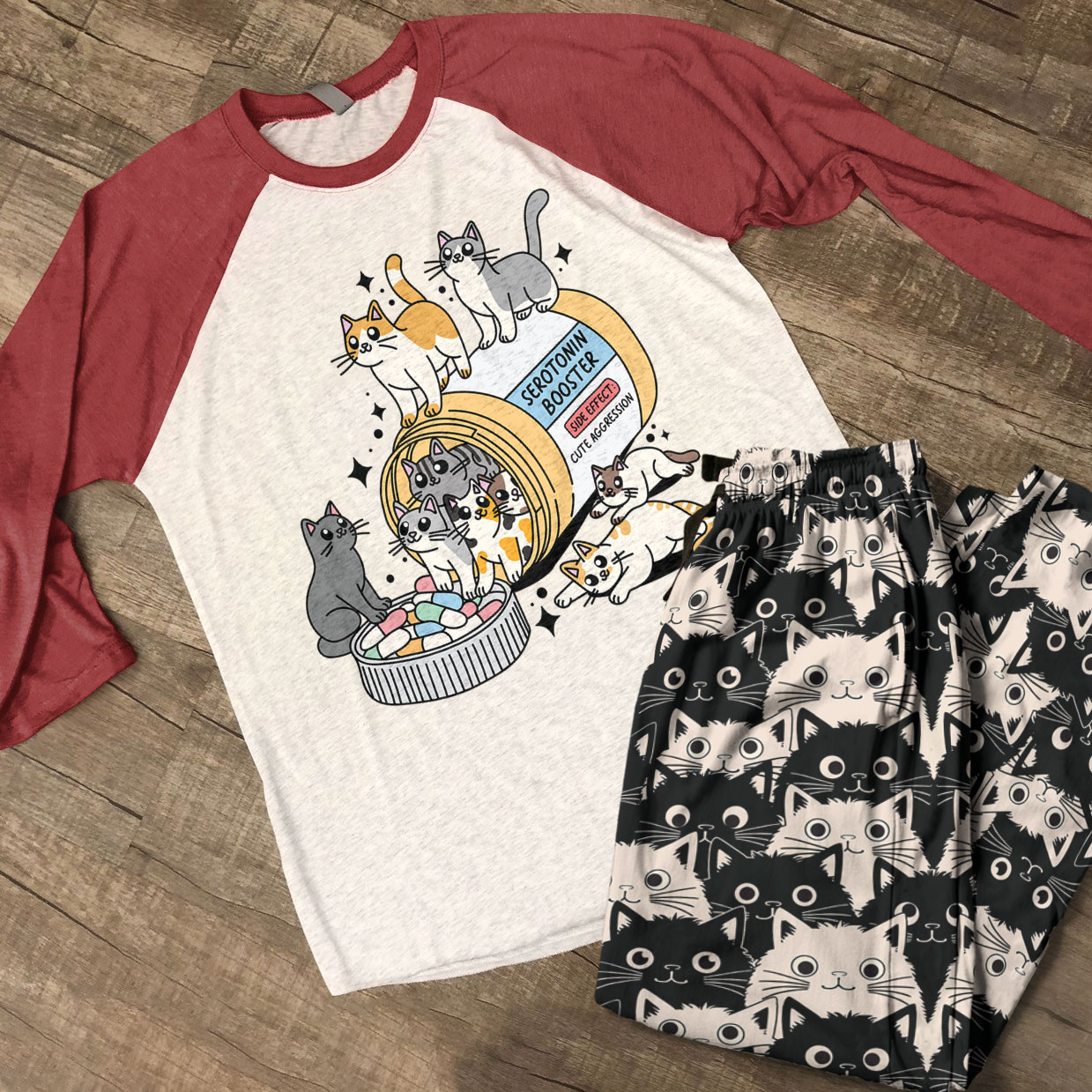 Cat Lover Raglan Lounge Pajamas Serotonin Booster ad creative