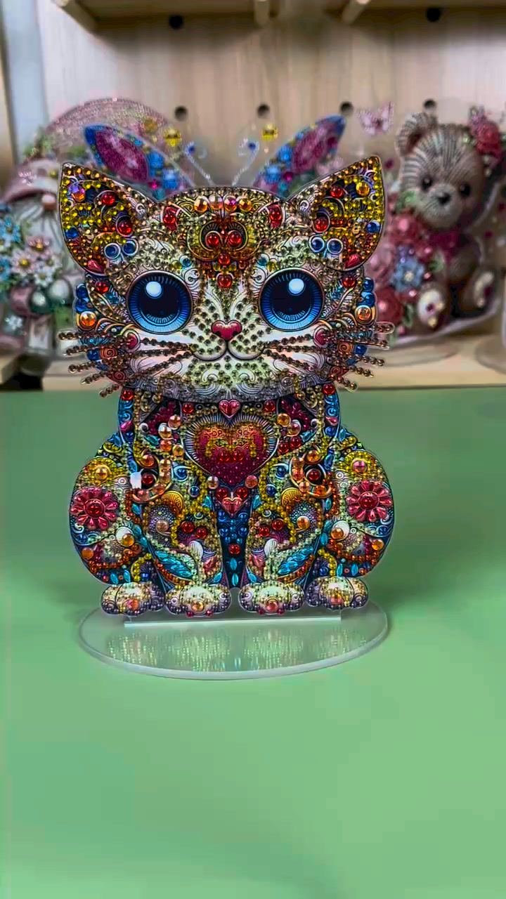 DIY Diamond Painting Decor Acrylic Desk Ornament - Cat ad creative
