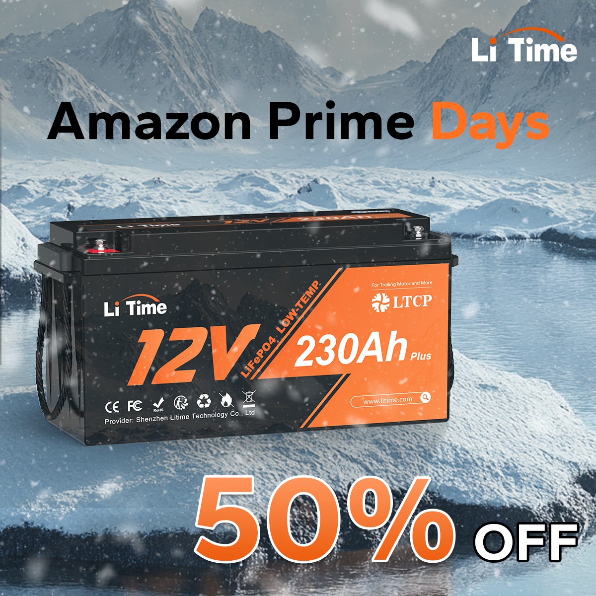 🔥【24hrs Best Price】LiTime 12V 230Ah Plus Deep Cycle LiFePO4 Battery with Low-Temp Protection 广告素材