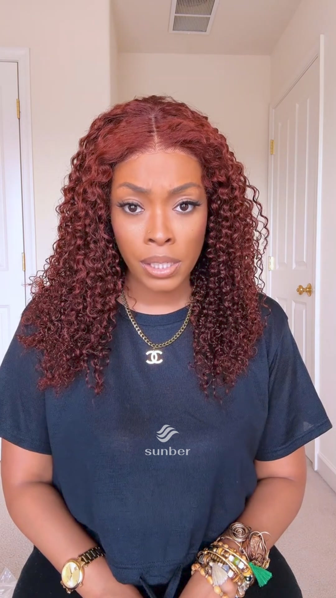 Flash Sale Sunber Reddish Brown Jerry Curly 7×5 Pre Cut Glueless Lace Wig Upgrade Bye Bye Knots Human Hair Wigs ad creative