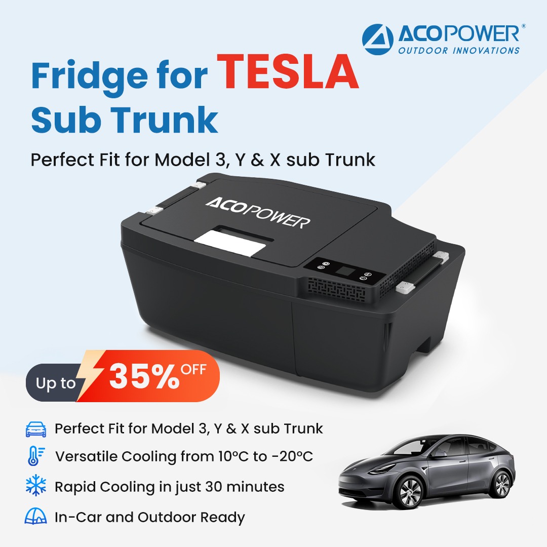ACOPOWER TesFridge Portable Freezer——Specially Designed for Tesla Model 3, Y, and X 广告素材