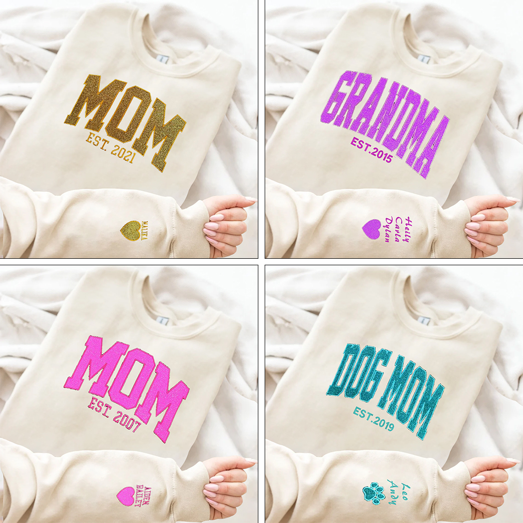 Personalized Embroidered Glitter Hoodie Sweatshirt T-Shirt 广告素材