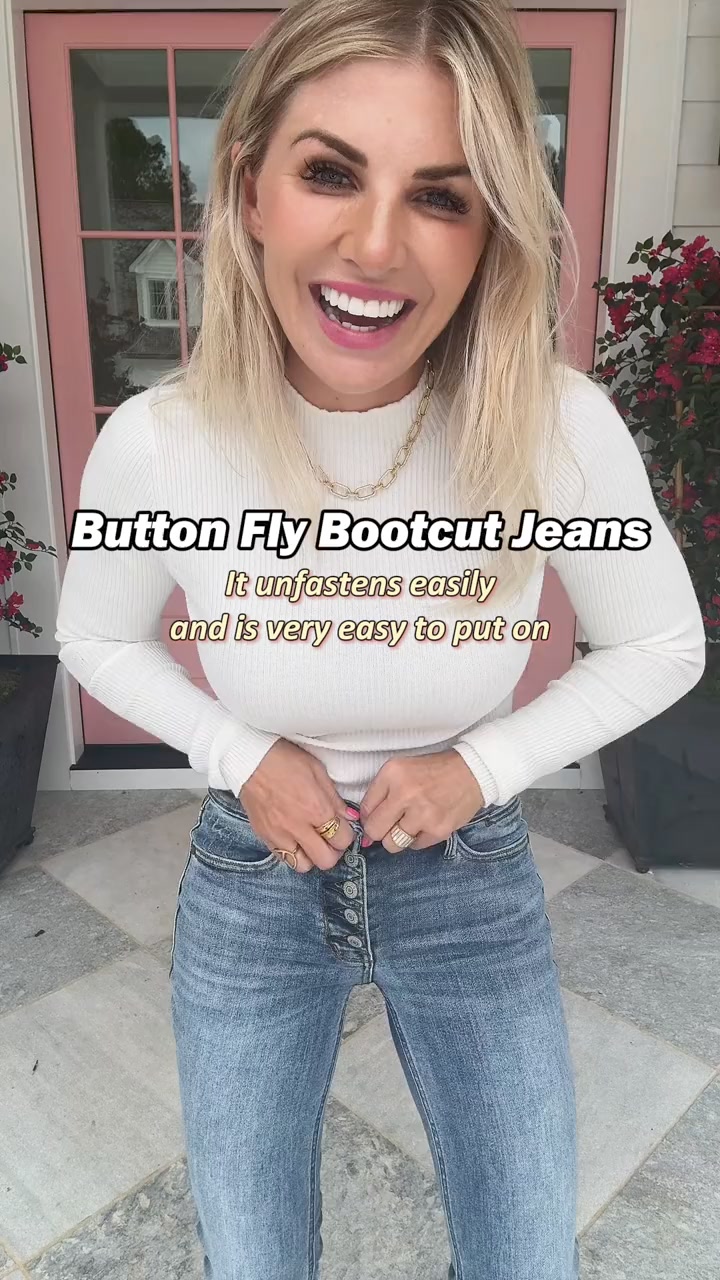 Mid Rise Button Fly Bootcut Jeans (Buy 2 Free Shipping) ad creative
