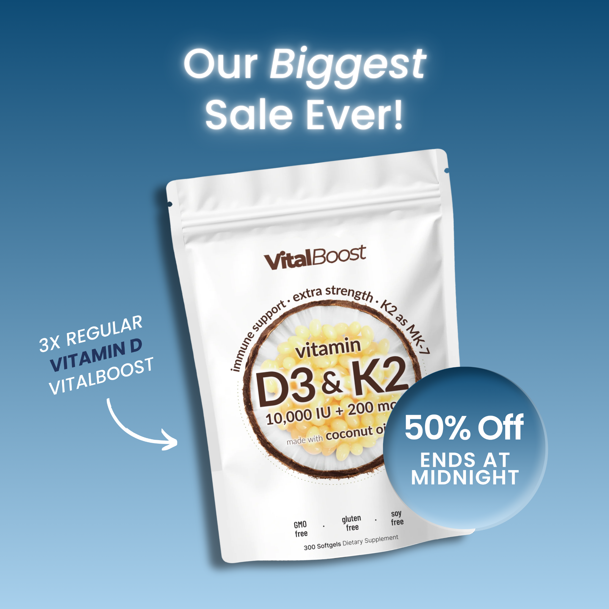 Vitamin D3 K2 Supplement Softgels 广告素材