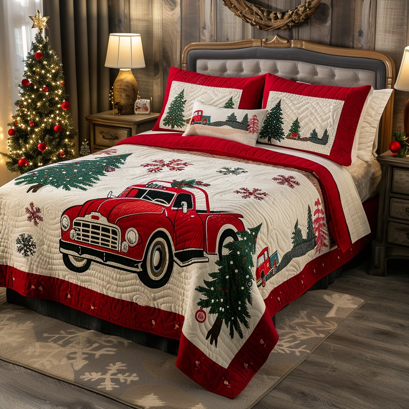 Christmas Truck TAI170724086 Quilt Bedding Set 广告素材